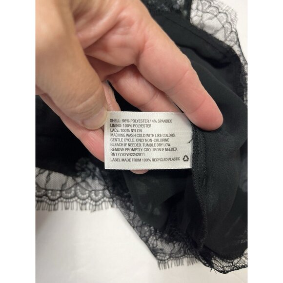 Mossimo Tank Top Women Medium Black Slip Camisole Y2K Coquette Lace Floral - Picture 9 of 9